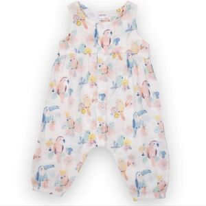 Angel Dear Muslin Snap Front Romper ~ Neopolitan Birds